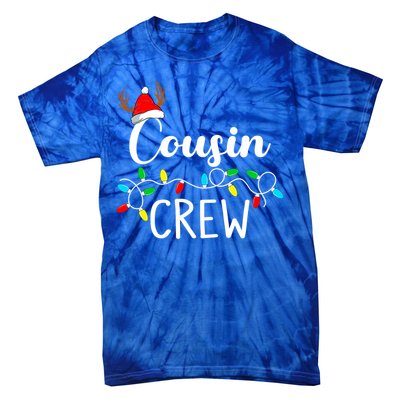 Christmas Cousin Crew Xmas Lights Santa Hat Cute Gift Tie-Dye T-Shirt