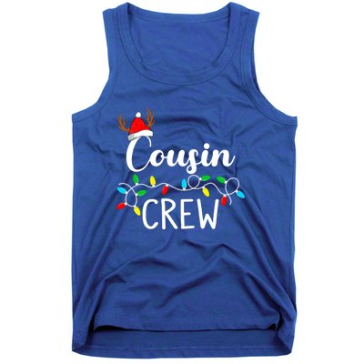 Christmas Cousin Crew Xmas Lights Santa Hat Cute Gift Tank Top