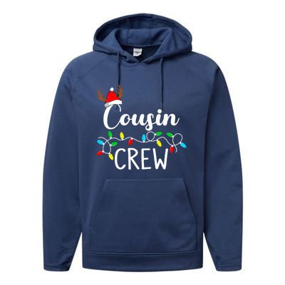 Christmas Cousin Crew Xmas Lights Santa Hat Cute Gift Performance Fleece Hoodie