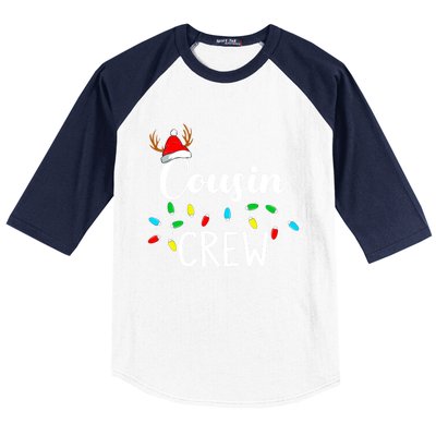 Christmas Cousin Crew Xmas Lights Santa Hat Cute Gift Baseball Sleeve Shirt