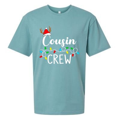 Christmas Cousin Crew Xmas Lights Santa Hat Cute Gift Sueded Cloud Jersey T-Shirt