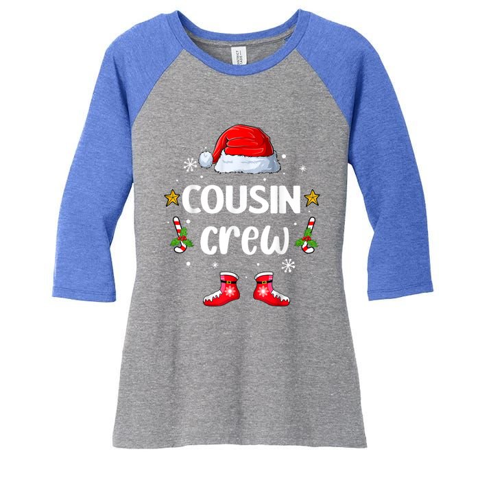 Cousin Crew Christmas Family Squad Naughty Matching Santa Great Gift Women's Tri-Blend 3/4-Sleeve Raglan Shirt