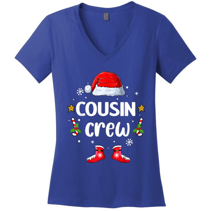 Cousin Crew Christmas Family Squad Naughty Matching Santa Great Gift Women's V-Neck T-Shirt