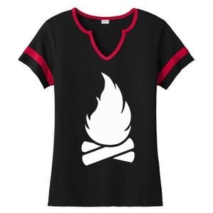 Camping Campfire Ladies Halftime Notch Neck Tee