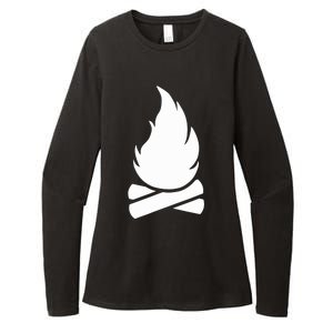 Camping Campfire Womens CVC Long Sleeve Shirt