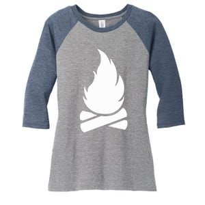 Camping Campfire Women's Tri-Blend 3/4-Sleeve Raglan Shirt