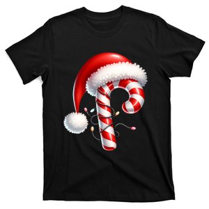 Candy Cane Christmas Lights Santa Hat Family Matching Xmas T-Shirt