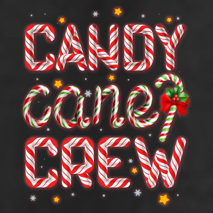 Cute Christmas Candy Cane Crew Matching Shirts 7 Panel Mesh Trucker Snapback Hat