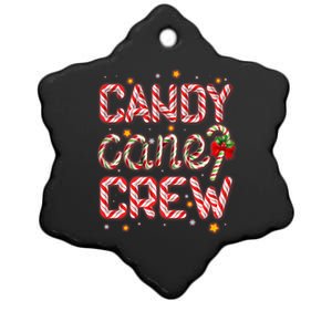 Cute Christmas Candy Cane Crew Matching Shirts Ceramic Star Ornament