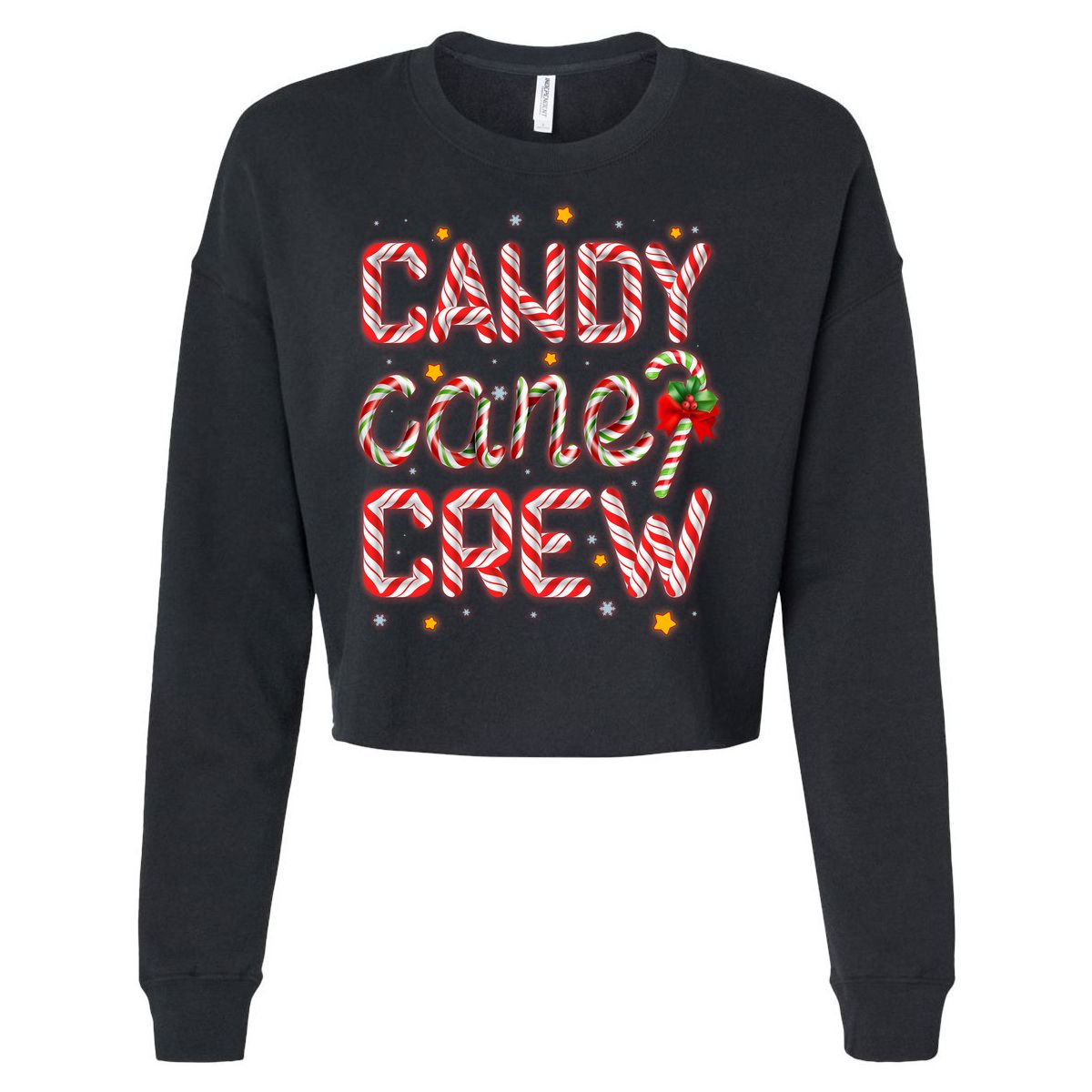 Cute Christmas Candy Cane Crew Matching Shirts Cropped Pullover Crew