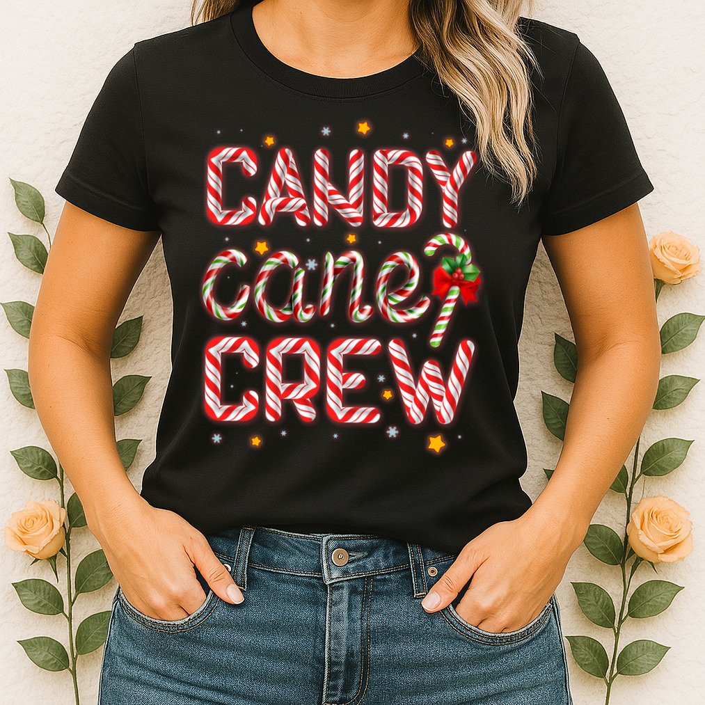 Cute Christmas Candy Cane Crew Matching Shirts Womens T-Shirt