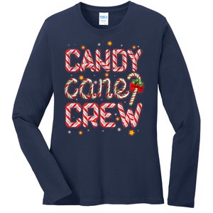 Cute Christmas Candy Cane Crew Matching Shirts Ladies Long Sleeve Shirt