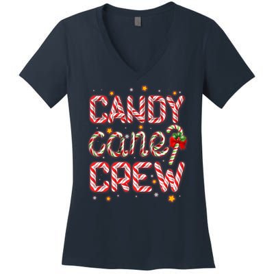 Cute Christmas Candy Cane Crew Matching Shirts Women's V-Neck T-Shirt