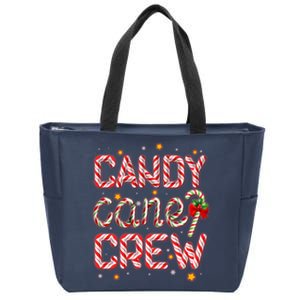 Cute Christmas Candy Cane Crew Matching Shirts Zip Tote Bag