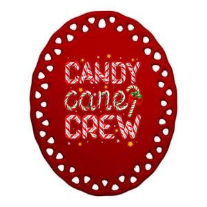 Cute Christmas Candy Cane Crew Matching Shirts Ceramic Oval Ornament