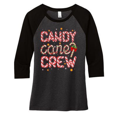 Cute Christmas Candy Cane Crew Matching Shirts Women's Tri-Blend 3/4-Sleeve Raglan Shirt