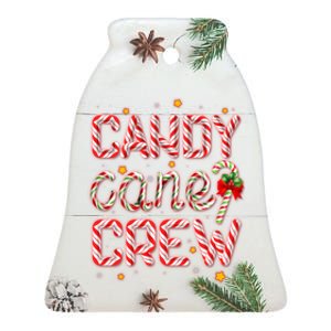 Cute Christmas Candy Cane Crew Matching Shirts Ceramic Bell Ornament