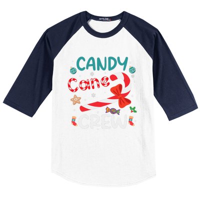 Candy Cane Crew Christmas Candy Cane Lover Xmas Pajama Baseball Sleeve Shirt