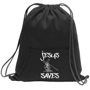 Christian Carrying Cross Jesus Saves Sweatshirt Cinch Pack Bag