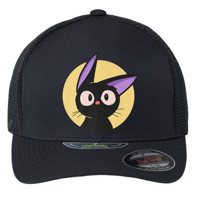 Cute Chibi Cat Jiji's Kitten Black Witch Anime, Manga Lover Flexfit Unipanel Trucker Cap