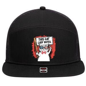 Cute Cat 7 Panel Mesh Trucker Snapback Hat