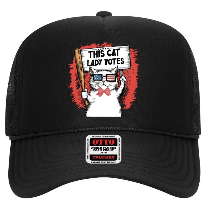 Cute Cat High Crown Mesh Back Trucker Hat