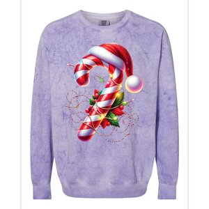 Candy Cane Crew Christmas Lights Family Matching Colorblast Crewneck Sweatshirt