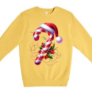 Candy Cane Crew Christmas Lights Family Matching Premium Crewneck Sweatshirt