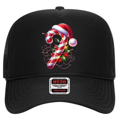 Candy Cane Crew Christmas Lights Family Matching High Crown Mesh Back Trucker Hat