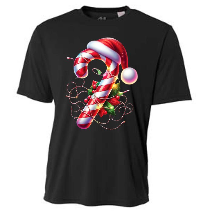 Candy Cane Crew Christmas Lights Family Matching Cooling Performance Crew T-Shirt