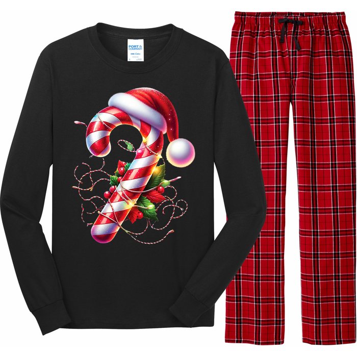 Candy Cane Crew Christmas Lights Family Matching Long Sleeve Pajama Set