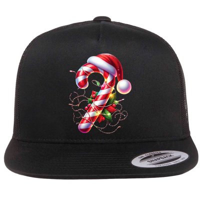 Candy Cane Crew Christmas Lights Family Matching Flat Bill Trucker Hat