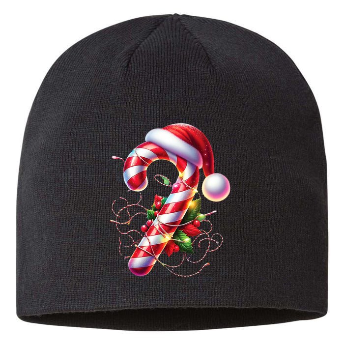 Candy Cane Crew Christmas Lights Family Matching Sustainable Beanie