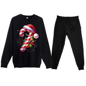 Candy Cane Crew Christmas Lights Family Matching Premium Crewneck Sweatsuit Set