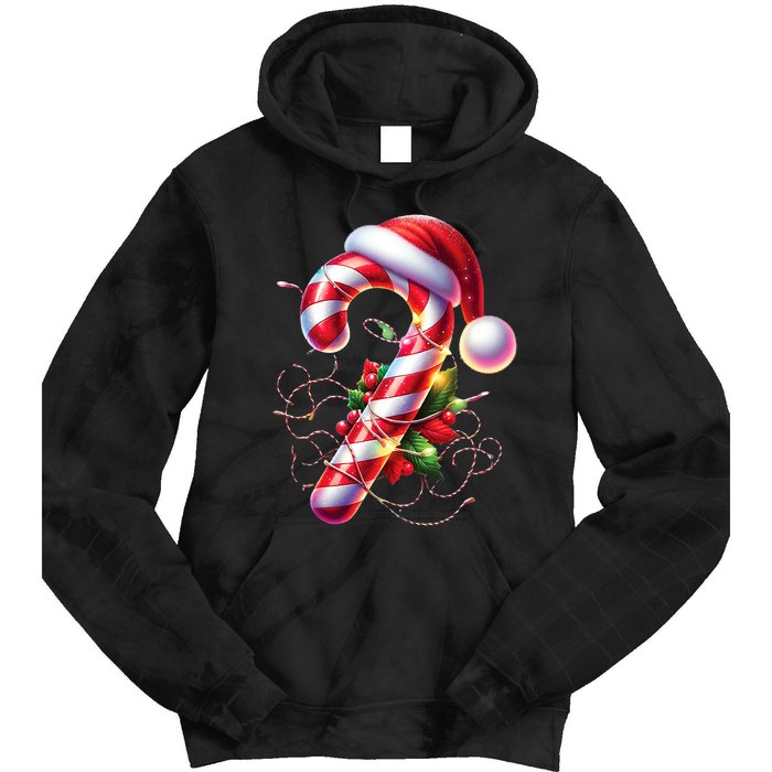 Candy Cane Crew Christmas Lights Family Matching Tie Dye Hoodie