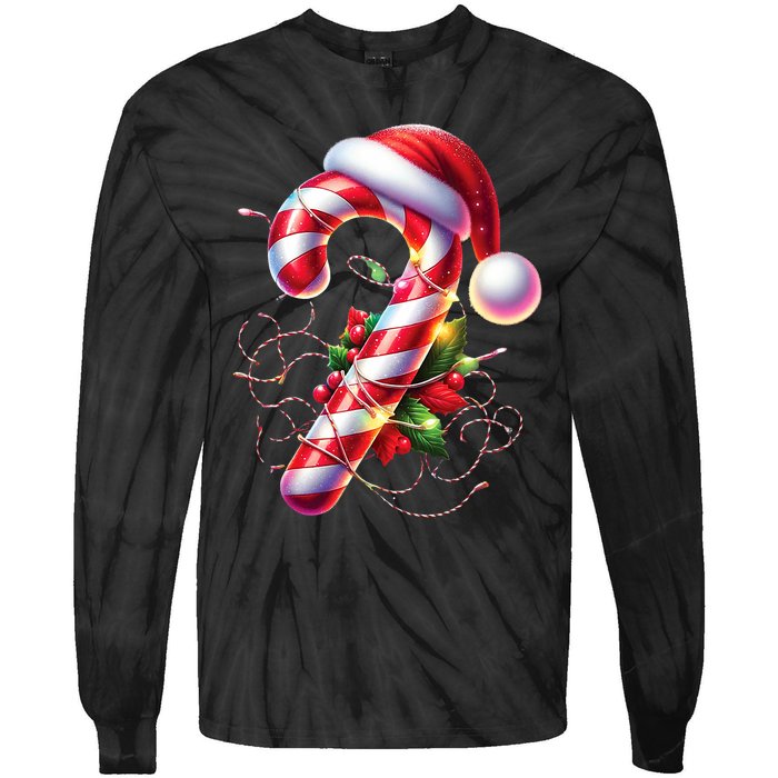 Candy Cane Crew Christmas Lights Family Matching Tie-Dye Long Sleeve Shirt