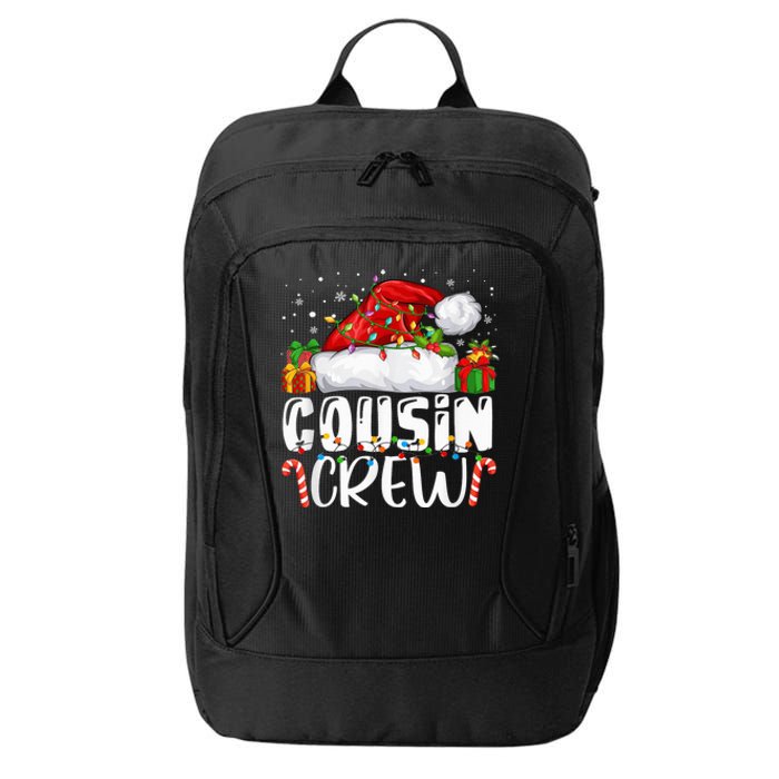 Cousin Crew Christmas Santa Hat Lights Pajamas Funny Xmas City Backpack