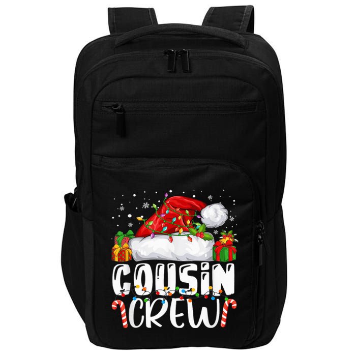 Cousin Crew Christmas Santa Hat Lights Pajamas Funny Xmas Impact Tech Backpack