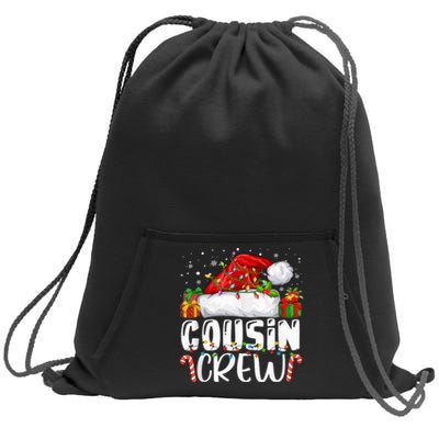 Cousin Crew Christmas Santa Hat Lights Pajamas Funny Xmas Sweatshirt Cinch Pack Bag