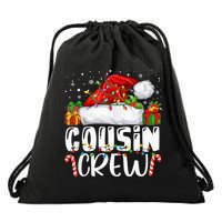 Cousin Crew Christmas Santa Hat Lights Pajamas Funny Xmas Drawstring Bag