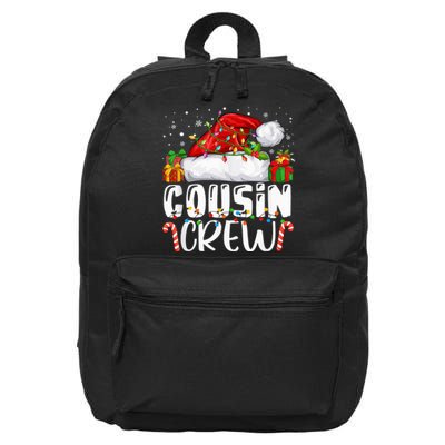 Cousin Crew Christmas Santa Hat Lights Pajamas Funny Xmas 16 in Basic Backpack