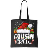 Cousin Crew Christmas Santa Hat Lights Pajamas Funny Xmas Tote Bag