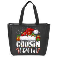 Cousin Crew Christmas Santa Hat Lights Pajamas Funny Xmas Zip Tote Bag