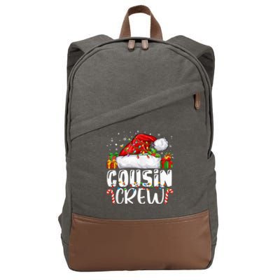 Cousin Crew Christmas Santa Hat Lights Pajamas Funny Xmas Cotton Canvas Backpack