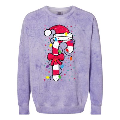 Candy Cane Crew Christmas Lights Family Matching Xmas Colorblast Crewneck Sweatshirt