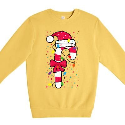 Candy Cane Crew Christmas Lights Family Matching Xmas Premium Crewneck Sweatshirt