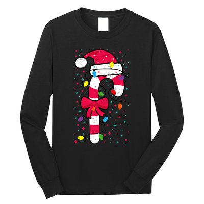 Candy Cane Crew Christmas Lights Family Matching Xmas Long Sleeve Shirt