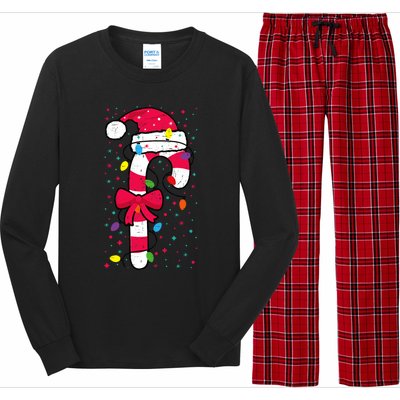 Candy Cane Crew Christmas Lights Family Matching Xmas Long Sleeve Pajama Set