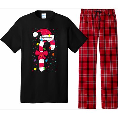 Candy Cane Crew Christmas Lights Family Matching Xmas Pajama Set