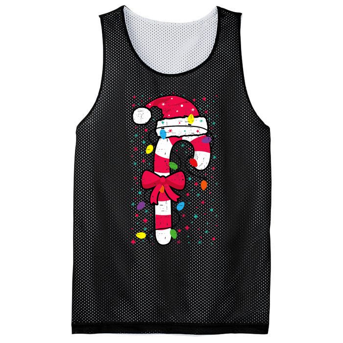 Candy Cane Crew Christmas Lights Family Matching Xmas Mesh Reversible Basketball Jersey Tank